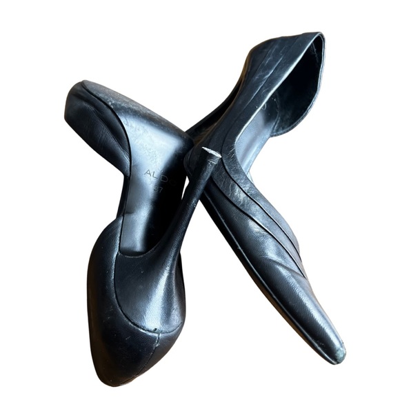 Aldo Black Pointy Toe Pumps Stiletto Heels | Size 37 / 7 - Picture 3 of 13